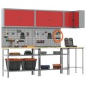 VidaXL Zestaw szafek roboczych z półką 10 pcs Czerwony i Szary