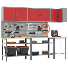 VidaXL Zestaw szafek roboczych z półką 10 pcs Czerwony i Szary