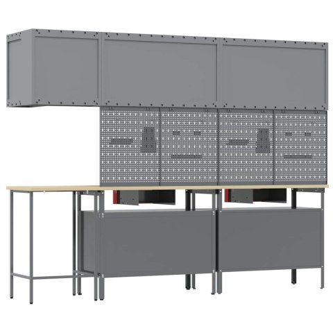 VidaXL Zestaw szafek roboczych z szufladą 10 pcs Czerwony i Szary