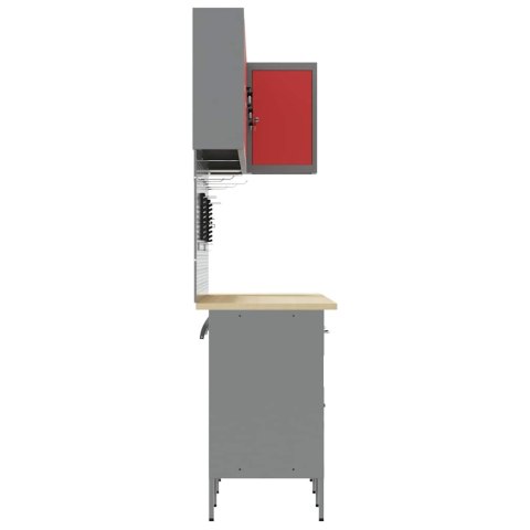 VidaXL Zestaw szafek roboczych z szufladą 12 pcs Czerwony i Szary