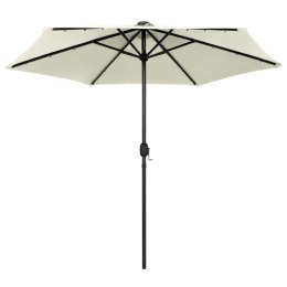 PARASOL OGRODOWY Z LED I ALUMINIOWYM SŁUPKIEM 270CM PIASKOWY