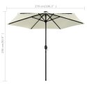 PARASOL OGRODOWY Z LED I ALUMINIOWYM SŁUPKIEM 270CM PIASKOWY