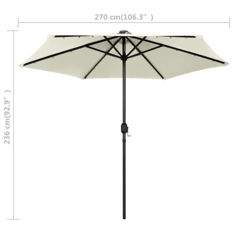 PARASOL OGRODOWY Z LED I ALUMINIOWYM SŁUPKIEM 270CM PIASKOWY
