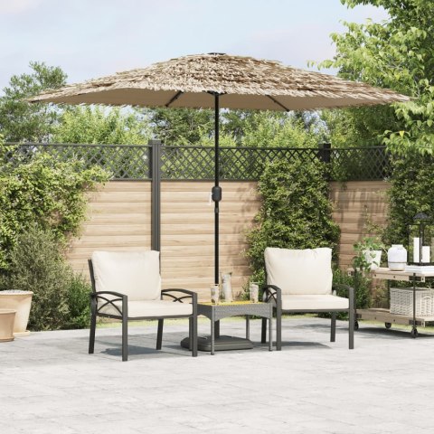 PARASOL OGRODOWY Z LED STALOWY SŁUPEK BRĄZOWY 248X248X248CM