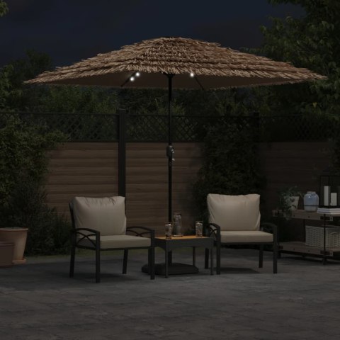 PARASOL OGRODOWY Z LED STALOWY SŁUPEK BRĄZOWY 248X248X248CM