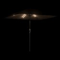 PARASOL OGRODOWY Z LED STALOWY SŁUPEK BRĄZOWY 248X248X248CM