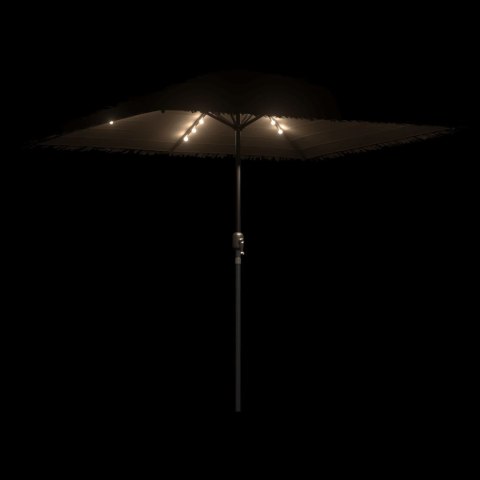 PARASOL OGRODOWY Z LED STALOWY SŁUPEK BRĄZOWY 248X248X248CM