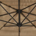 PARASOL OGRODOWY Z LED STALOWY SŁUPEK BRĄZOWY 248X248X248CM