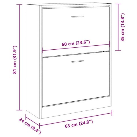 VidaXL Półka na buty, brązowy dąb, 63x24x81 cm