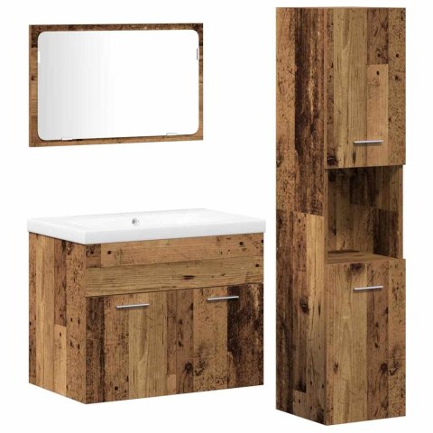 VidaXL Zestaw mebli łazienkowych 4 pcs Brązowy Materiał drewnopochodny