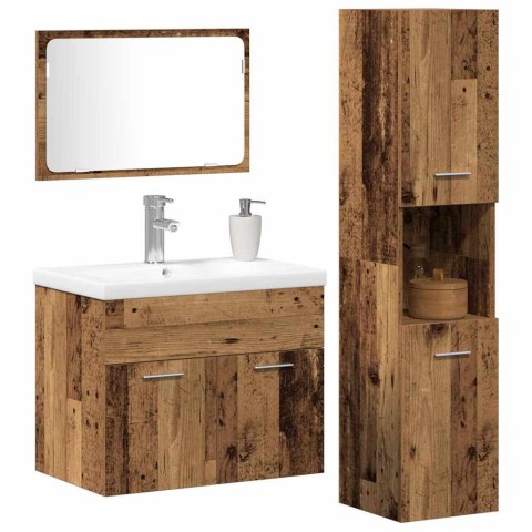 VidaXL Zestaw mebli łazienkowych 4 pcs Brązowy Materiał drewnopochodny
