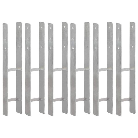 KOTWY DO SŁUPKÓW, 6 SZT., SREBRNE, 10X6X60CM, STAL