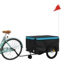 VidaXL Przyczepka rowerowa, czarno-niebieska, 45 kg, żelazo