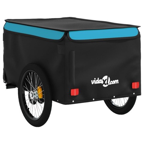 VidaXL Przyczepka rowerowa, czarno-niebieska, 45 kg, żelazo