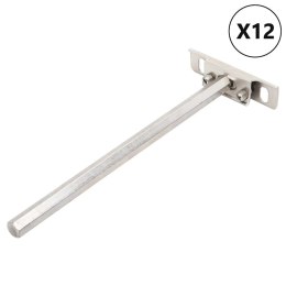 VidaXL Wsporniki półek pływających, 12 szt., Ø12x200 mm, stal węglowa