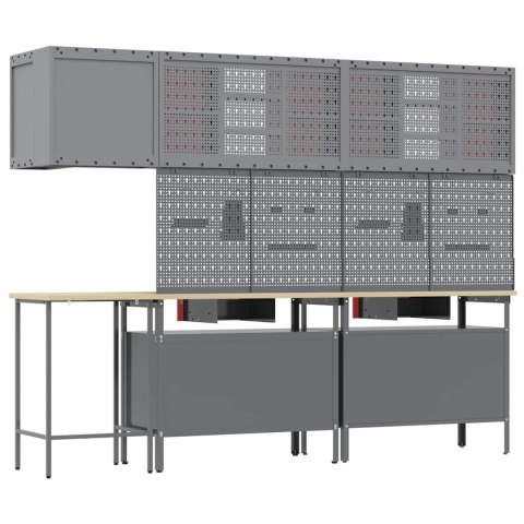 VidaXL Zestaw szafek roboczych z szufladą 10 pcs Czerwony i Szary