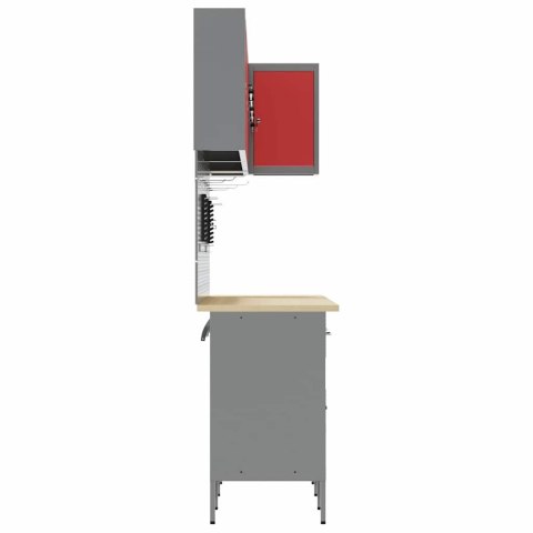 VidaXL Zestaw szafek roboczych z szufladą 12 pcs Czerwony i Szary