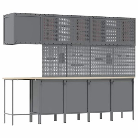 VidaXL Zestaw szafek roboczych z szufladą 12 pcs Czerwony i Szary