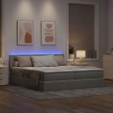VidaXL Łóżko Ze LED Lights Jasnoszary 200 x 200 cm tkanina
