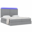 VidaXL Łóżko Ze LED Lights Jasnoszary 200 x 200 cm tkanina