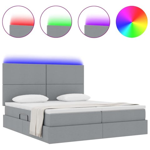 VidaXL Łóżko Ze LED Lights Jasnoszary 200 x 200 cm tkanina