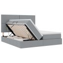 VidaXL Łóżko Ze LED Lights Jasnoszary 200 x 200 cm tkanina