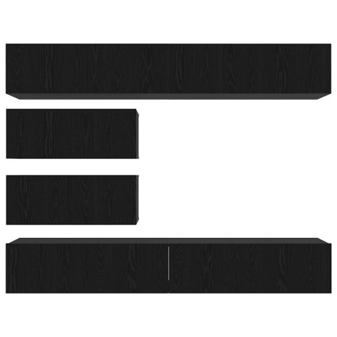 VidaXL Zestaw szafek RTV 6 pcs Czarny Dąb Materiał drewnopochodny