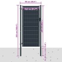VidaXL Brama ogrodzeniowa PVC i stalowa 100x204 cm Antracyt