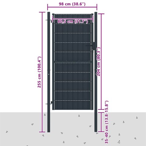 VidaXL Brama ogrodzeniowa PVC i stalowa 100x204 cm Antracyt