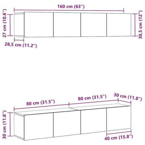 VidaXL Zestaw szafek RTV 4 pcs Czarny Dąb 80 x 30 x 30 cm