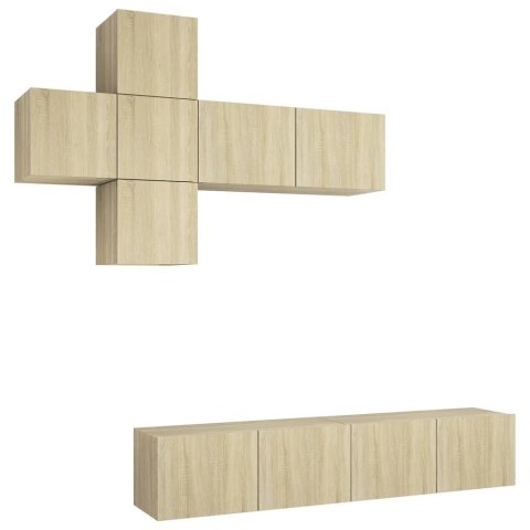 VidaXL 7-cz. zestaw szafek TV, dąb sonoma, materiał drewnopochodny