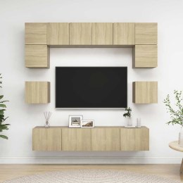 VidaXL 8-cz. zestaw szafek TV, dąb sonoma, materiał drewnopochodny