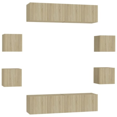 VidaXL 8-cz. zestaw szafek TV, dąb sonoma, płyta wiórowa