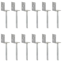 KOTWY DO SŁUPKÓW, 12 SZT., SREBRNE, 8X6X30CM, STAL
