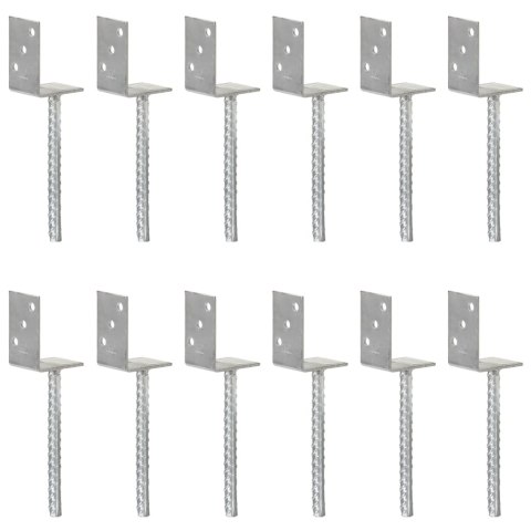 KOTWY DO SŁUPKÓW, 12 SZT., SREBRNE, 8X6X30CM, STAL