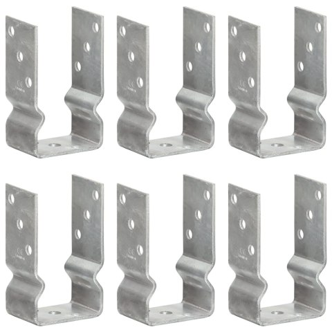 KOTWY DO SŁUPKÓW 6 SZT. SREBRNE 8X6X15CM STAL