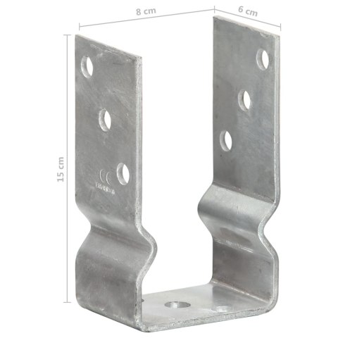 KOTWY DO SŁUPKÓW 6 SZT. SREBRNE 8X6X15CM STAL