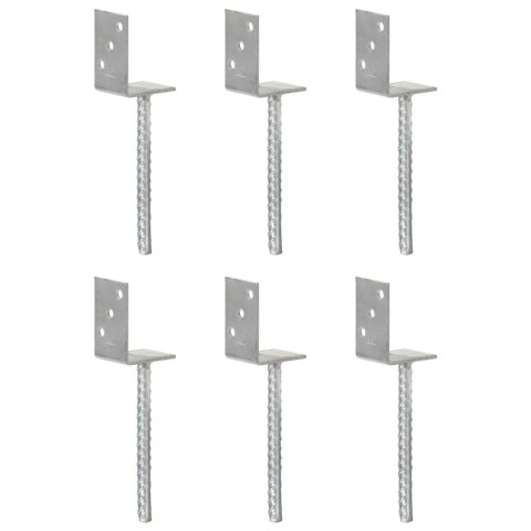KOTWY DO SŁUPKÓW 6 SZT. SREBRNE 8X6X30CM STAL