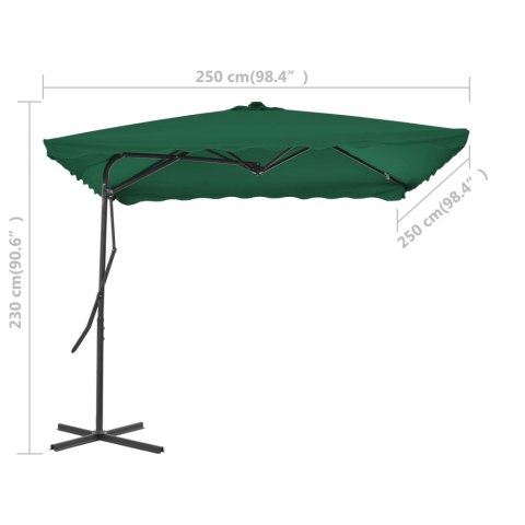 PARASOL OGRODOWY NA SŁUPKU STALOWYM 250X250CM ZIELONY
