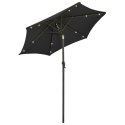 VidaXL Parasol ogrodowy z LED, czarny, 200x211 cm, aluminium