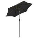 VidaXL Parasol ogrodowy z LED, czarny, 200x211 cm, aluminium
