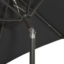 VidaXL Parasol ogrodowy z LED, czarny, 200x211 cm, aluminium