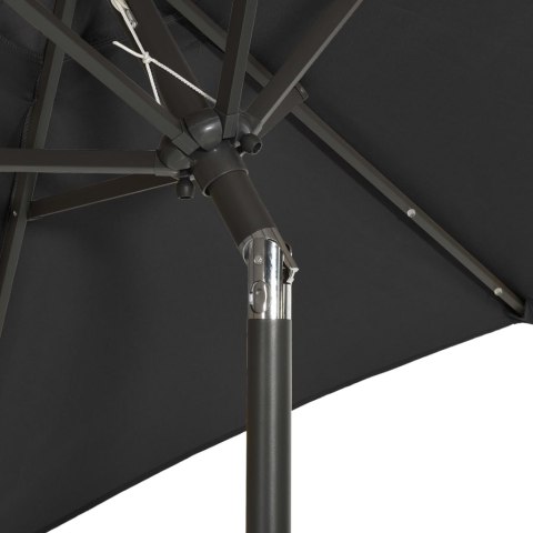 VidaXL Parasol ogrodowy z LED, czarny, 200x211 cm, aluminium