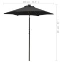VidaXL Parasol ogrodowy z LED, czarny, 200x211 cm, aluminium