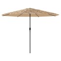 VidaXL Parasol ogrodowy z LED, stalowy słupek, brązowy, 388x388x248 cm
