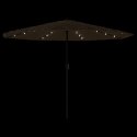 VidaXL Parasol ogrodowy z LED, stalowy słupek, brązowy, 388x388x248 cm
