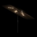 PARASOL OGRODOWY Z LED STALOWY SŁUPEK BRĄZOWY 300X200X250CM