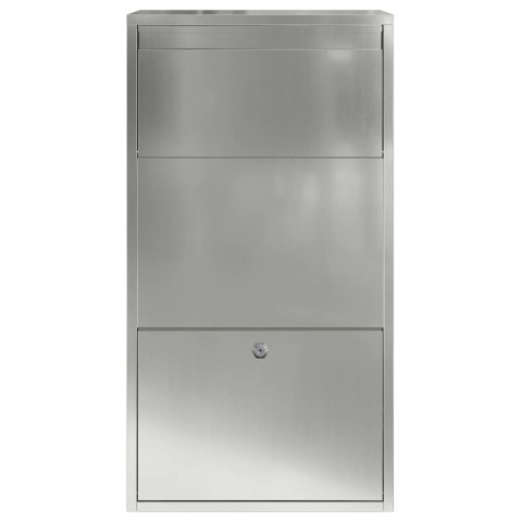 SKRZYNKA NA PACZKI 44X22X82 CM SREBRNA STAL ODPORNA ZAMEK LISTOWNIK KURIER
