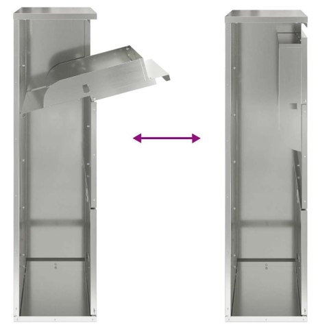 SKRZYNKA NA PACZKI 44X22X82 CM SREBRNA STAL ODPORNA ZAMEK LISTOWNIK KURIER