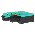 VidaXL 11-cz. zestaw wypoczynkowy do ogrodu, poduszki czarny rattan PE